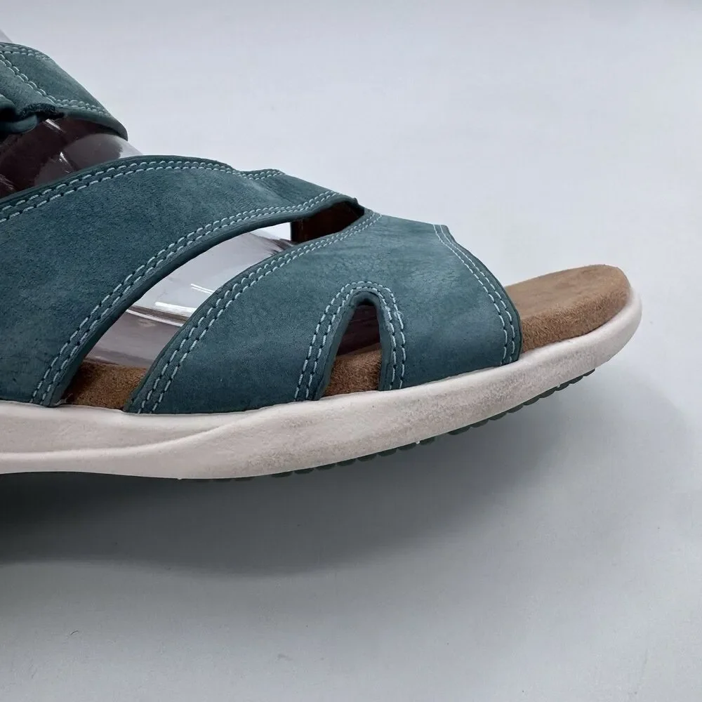 Comfortiva Leather Teal Women’s Sandal w/pillowtop Sz 11 M Fast Shipping